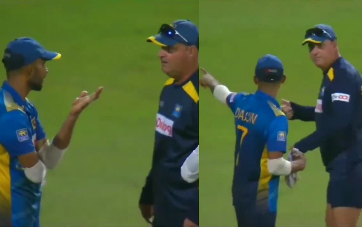 Sri Lanka captain Dasun Shanaka and coach Mickey Arthur arguing | Screengrab