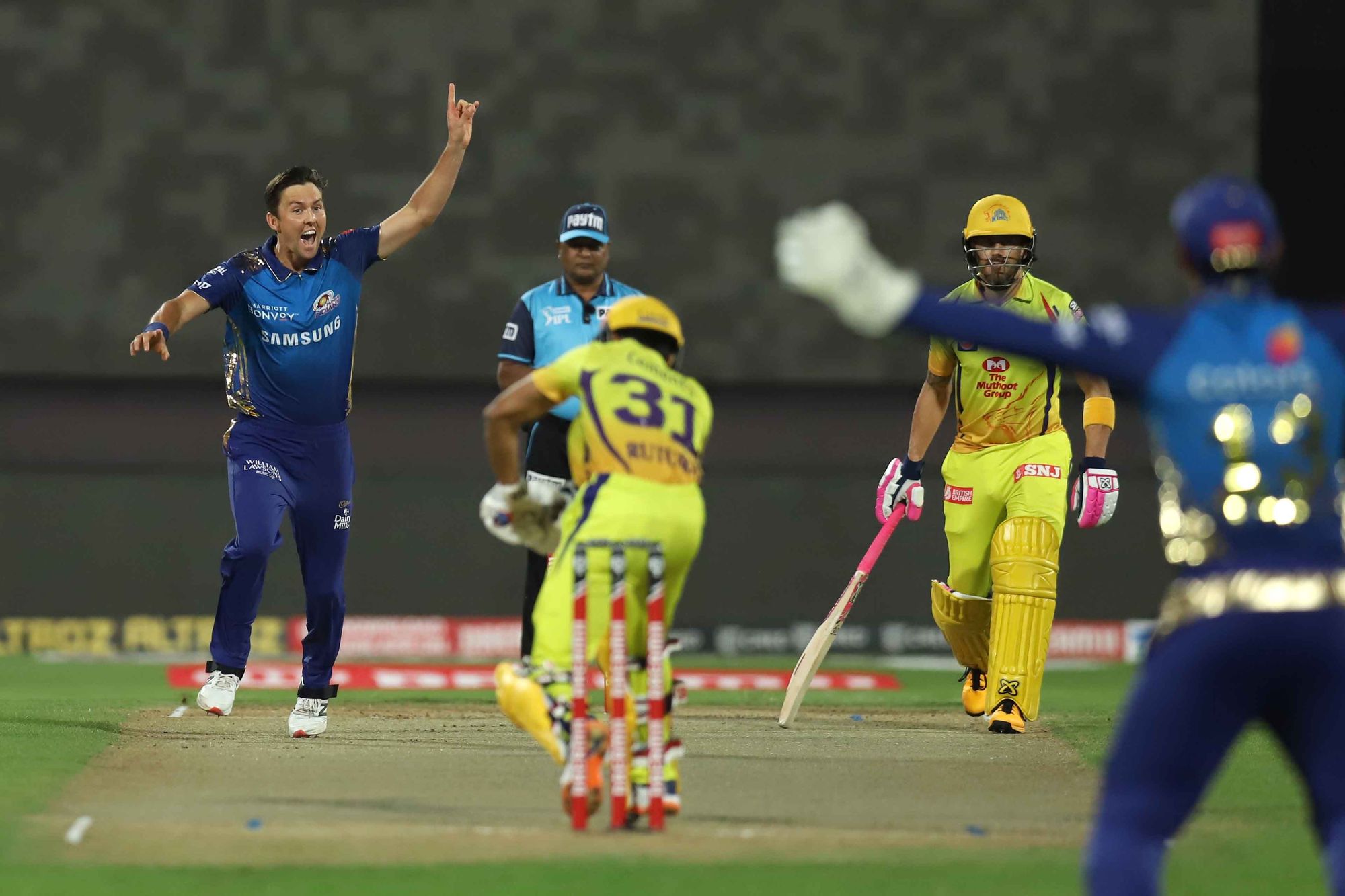 Trent Boult took 4 wickets against CSK in Sharjah. (Photo - BCCI / IPL) 
