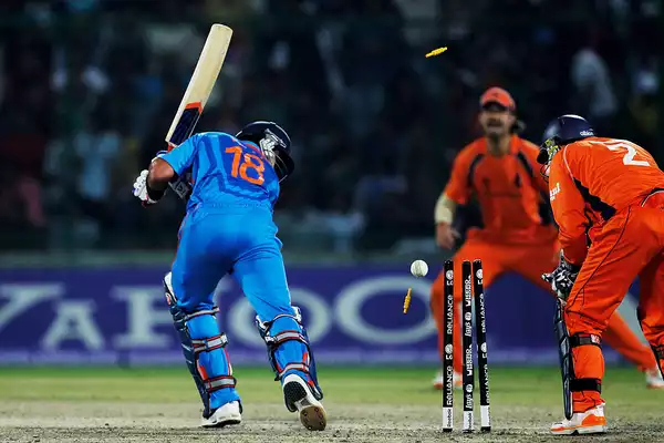 Barresi celebrates as Kohli is dismissed during IND v NED 2011 World Cup match | X