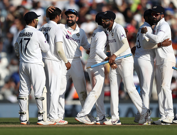 Team India celebrate the 157-run win over England in the fourth Test | Getty