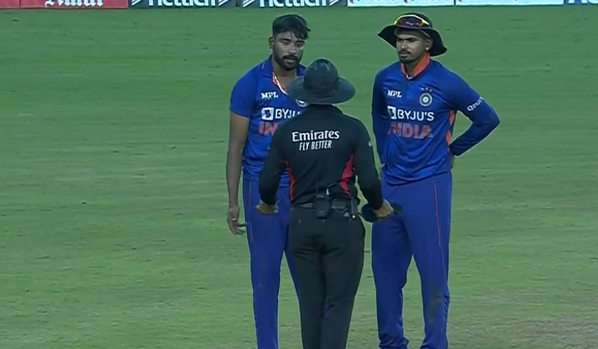 Mohammed Siraj argues with the umpire | Screengrab