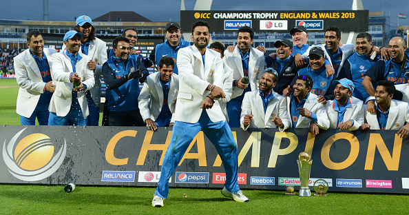 Team India celebrating the ICC 2013 Champions Trophy win | GETTY