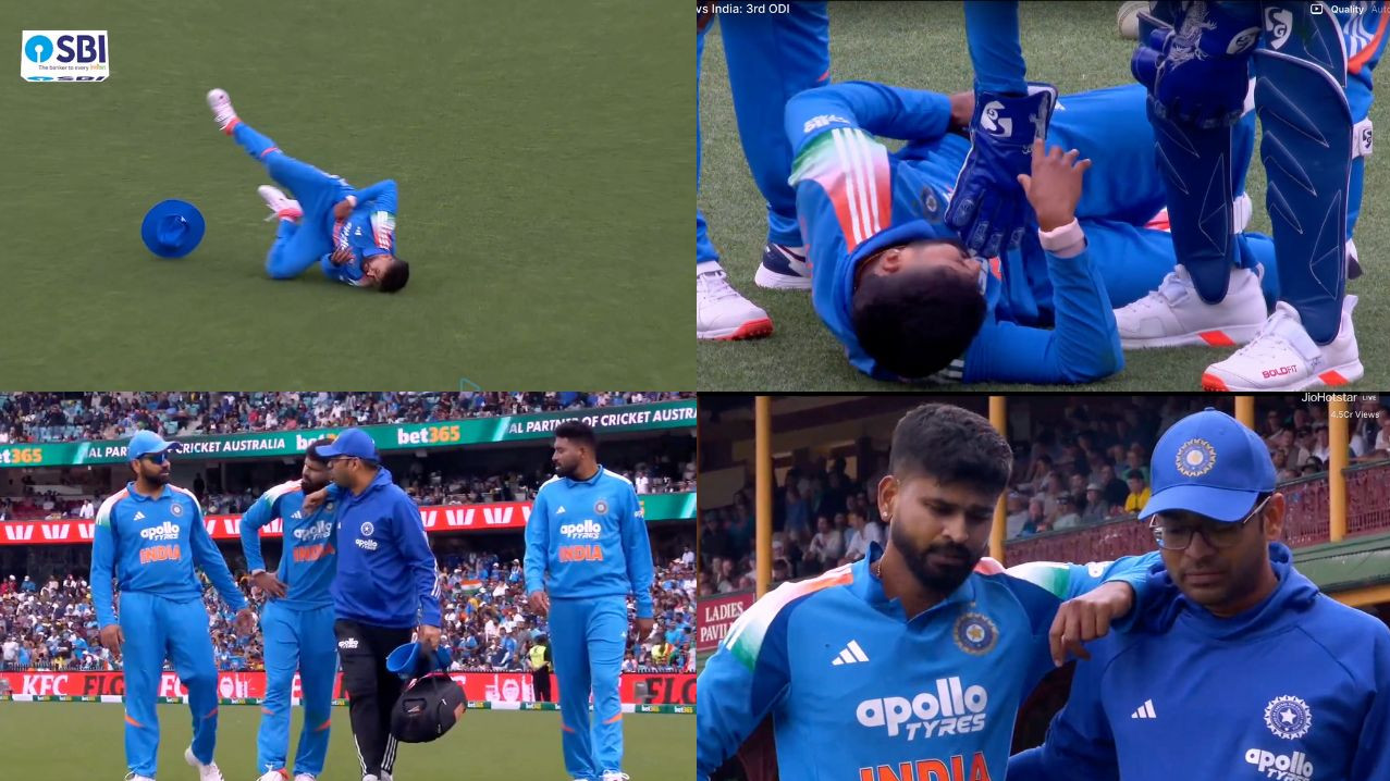 AUS v IND 2025: WATCH – Shreyas Iyer injures himself while taking Alex Carey’s spectacular during 3rd ODI 