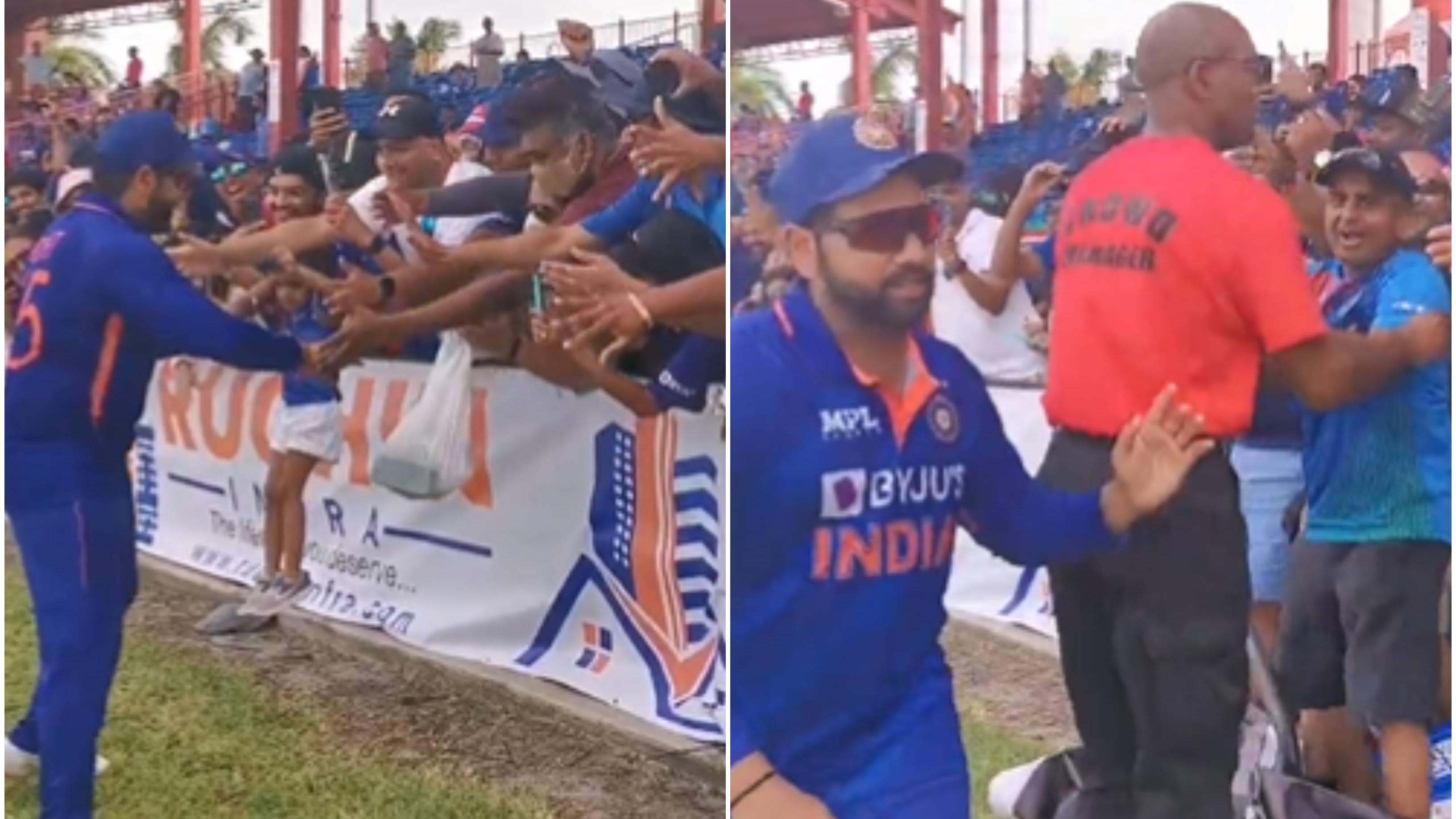 WI v IND 2022: WATCH – Excited Indian fans fall through a barricade to catch glimpse of Rohit Sharma after 4th T20I