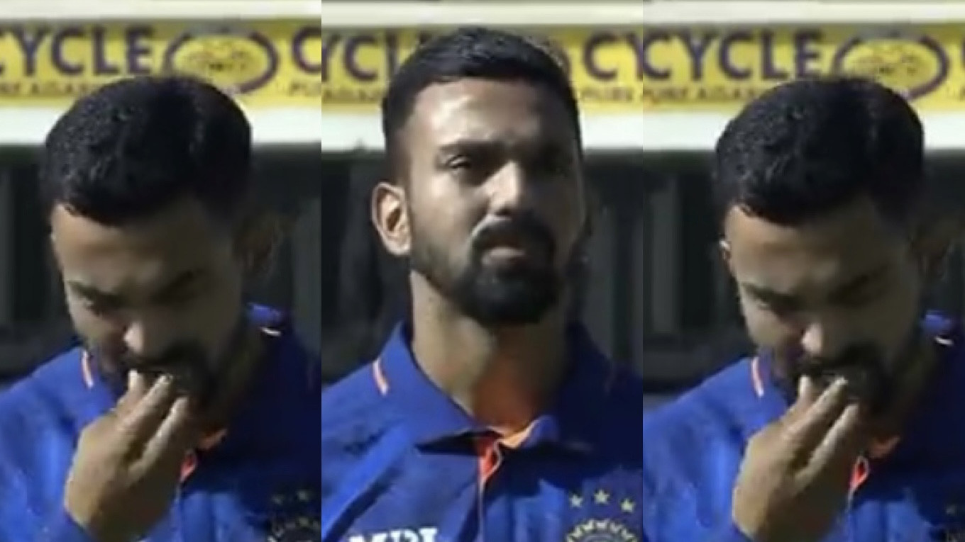 ZIM v IND 2022: WATCH - KL Rahul throws away his chewing gum before start of national anthem