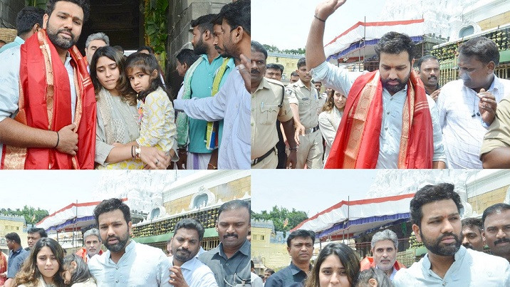 WATCH- Rohit Sharma visits Tirupati Balaji temple with Ritika and Samaira for blessings before Asia Cup and World Cup