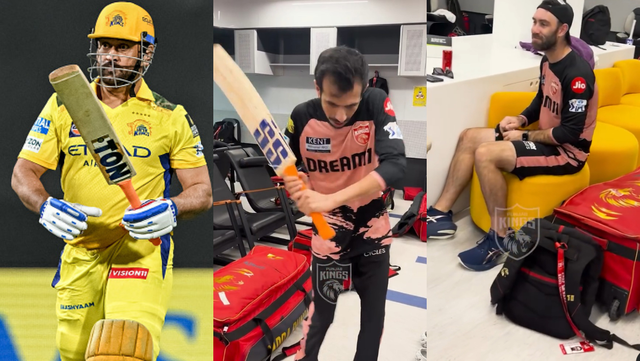 Chahal got a bat from MS Dhoni, making Maxwell jealous | Instagram