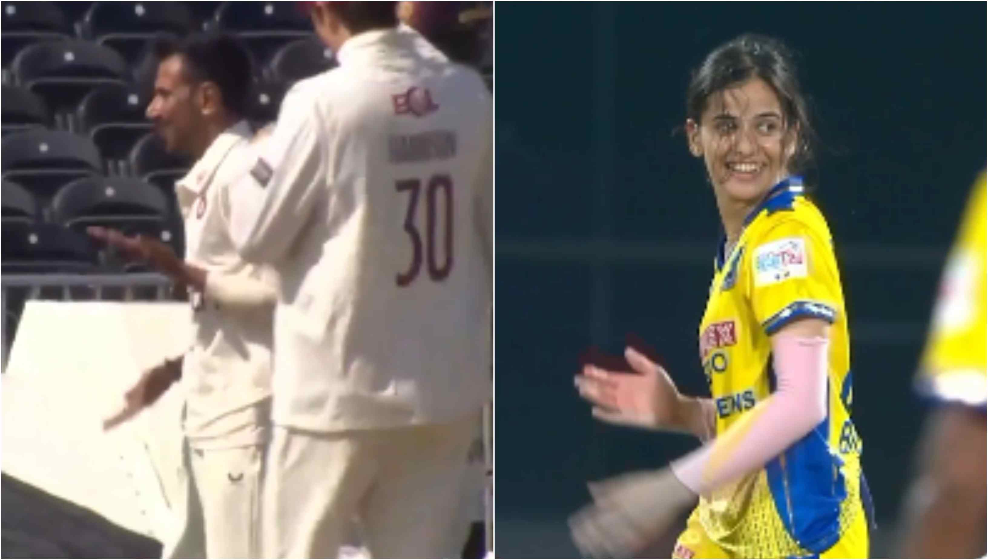 Yuzvendra Chahal recreated Delhi cricketer Medhavi Bidhuri's viral '6-7' celebration | Screengrabs