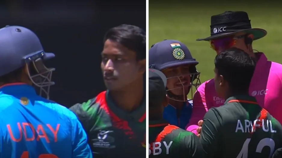 WATCH- India captain Uday Saharan’s verbal spat with Bangladesh’s Ariful during U19 World Cup 2024 match