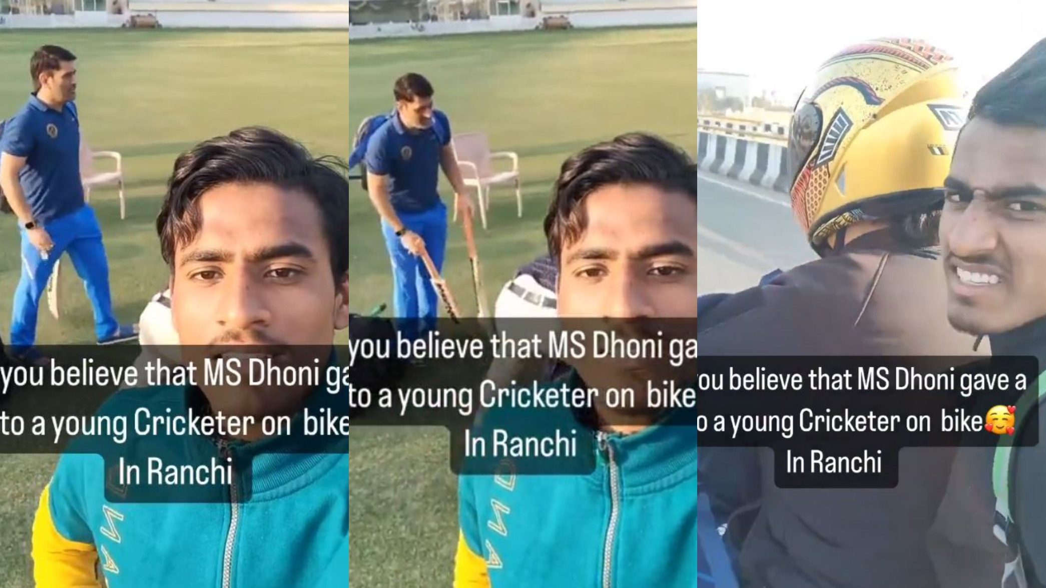 WATCH- Fan claims MS Dhoni gave him a ride on his Yahama RD 350 after practice; fans concerned about pollution