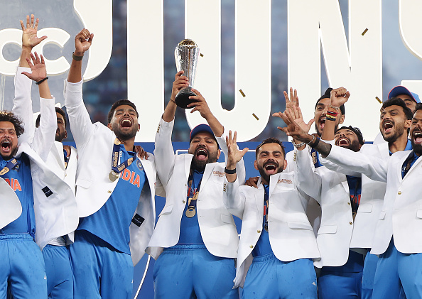 Team India with Champions Trophy | Getty