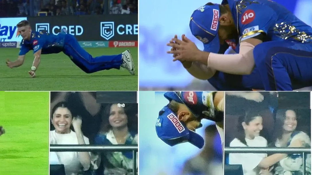IPL 2023: WATCH- Rohit Sharma fumes as Cameron Green drops Dinesh Karthik’s catch; Anushka Sharma rejoices