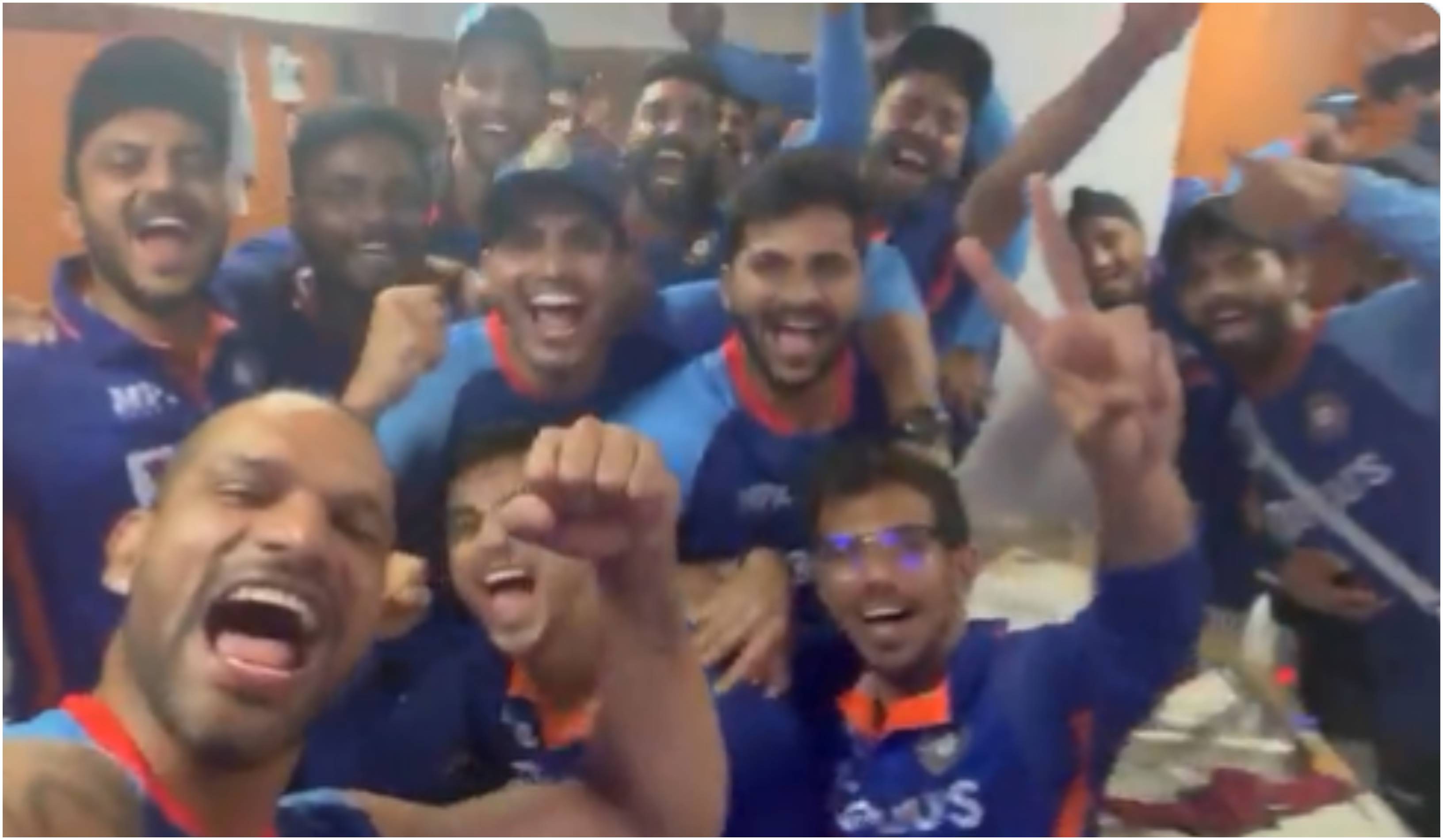 Team India's celebration in the dressing room | Screengrab