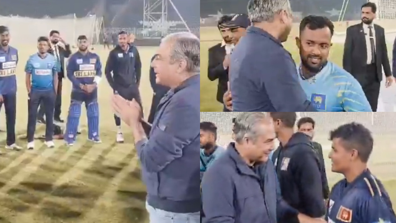 WATCH- PCB chief Mohsin Naqvi meets Sri Lankan players, thanks them for staying back and saving Pakistan from humiliation