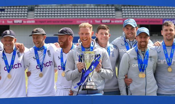 England team after winning the Test series against New Zealand I Getty