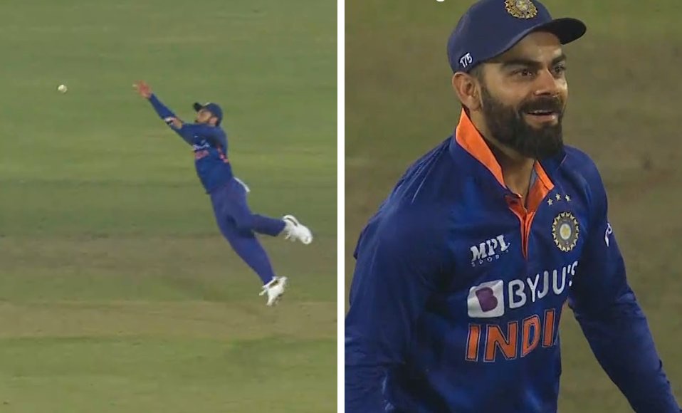 Virat Kohli reacting to his awesome catch | Twitter