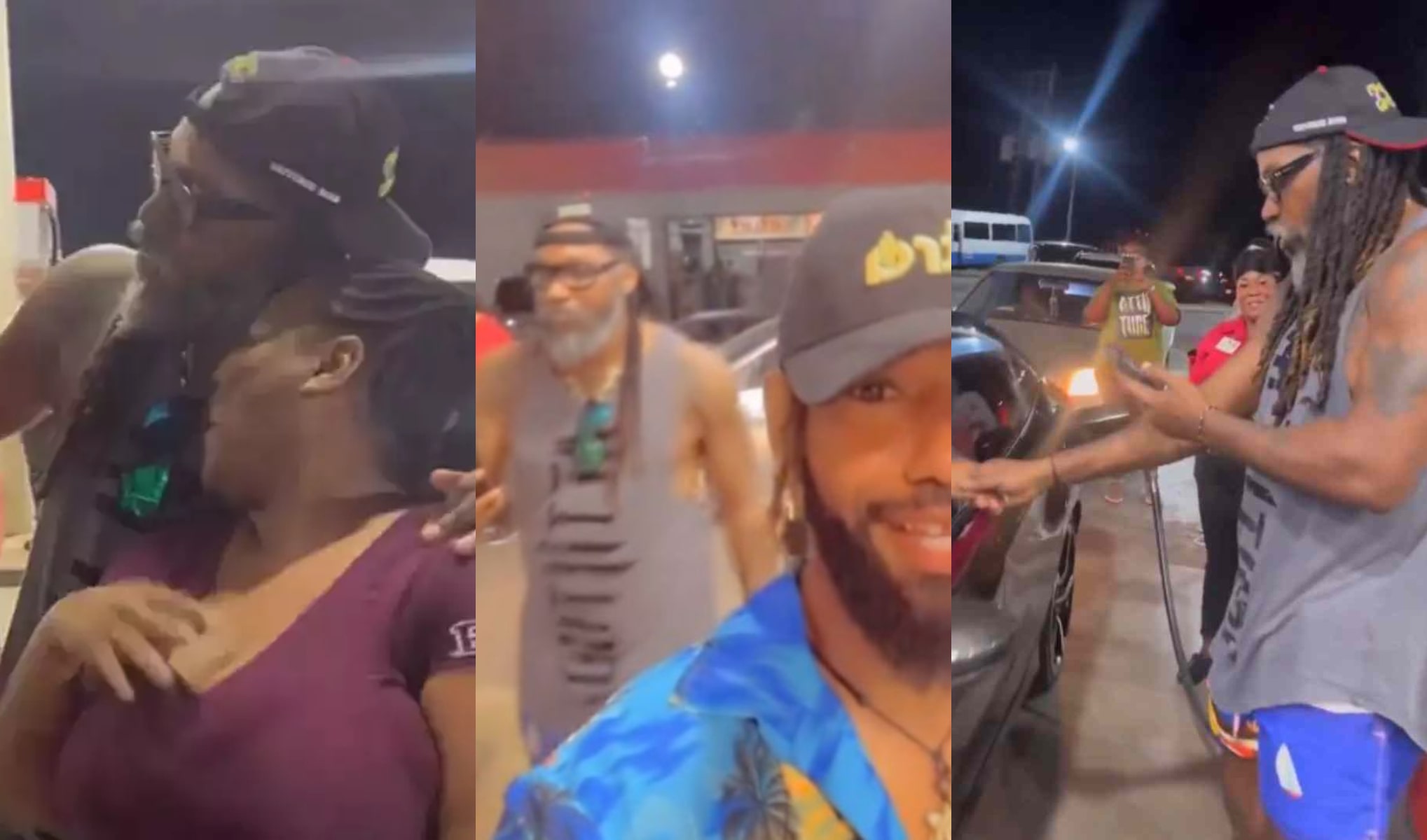 Gayle was seen clicking selfies with visitors at the gas station | X