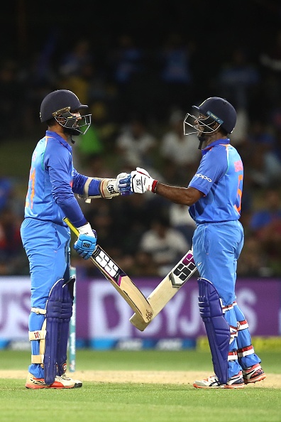 Dinesh Karthik and Ambati Rayudu added 77* runs to take India to the win | Getty