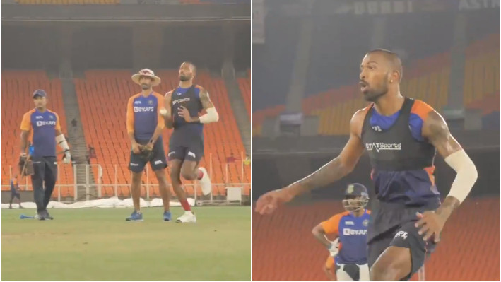 IND v ENG 2021: WATCH - Hardik Pandya bowls in the nets ahead of T20I series