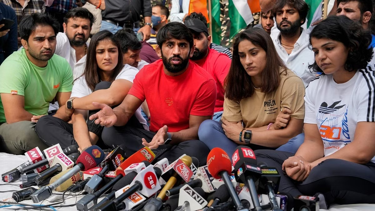 Wrestlers protesting against WFI chairman | PTI