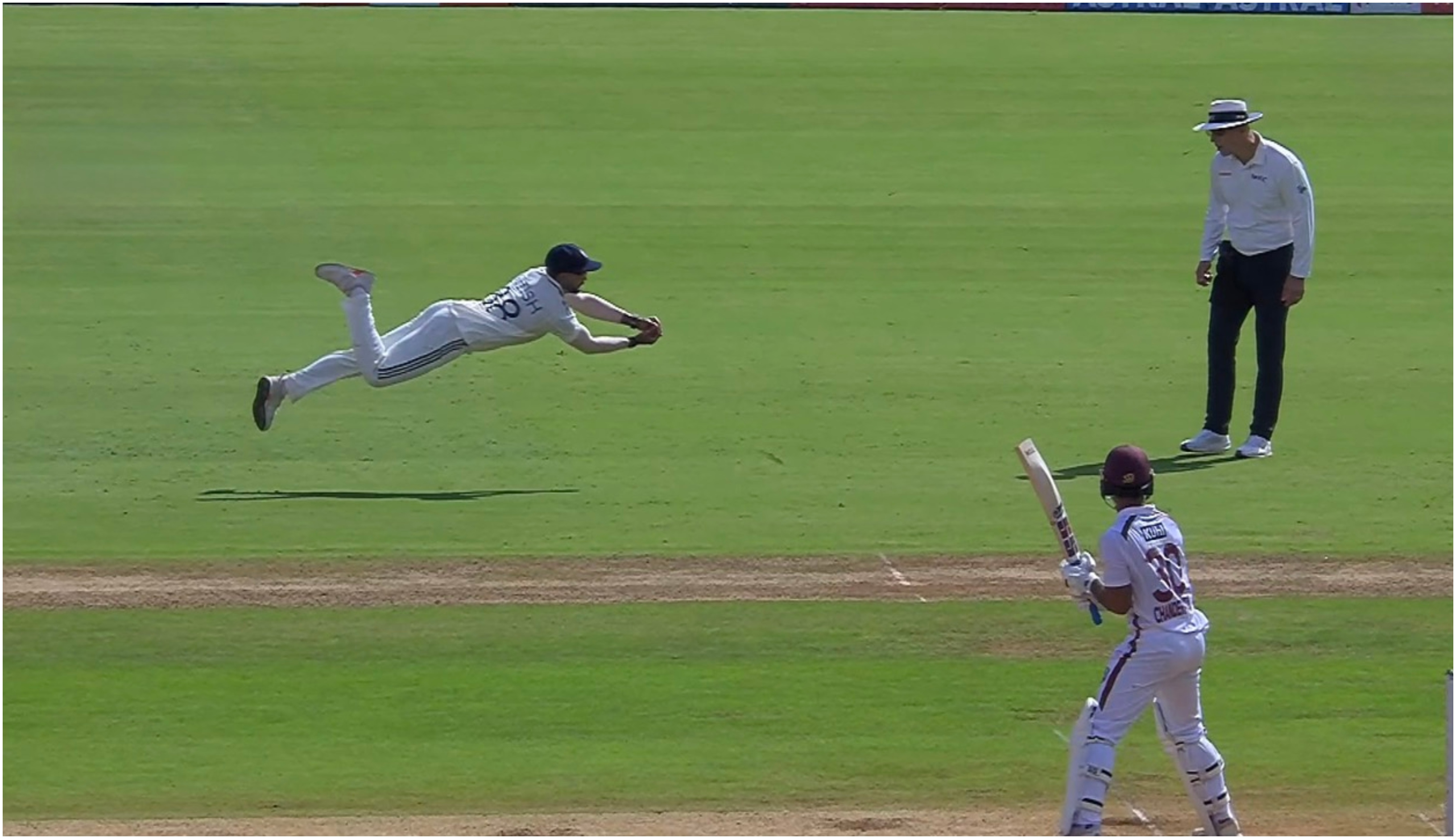 Nitish Kumar Reddy takes flying catch | Screengrab