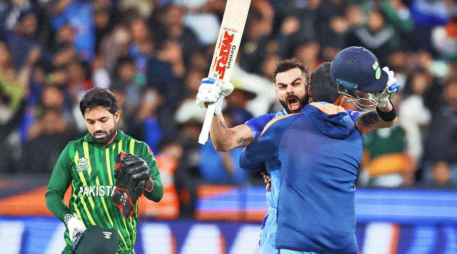 Virat Kohli celebrates after leading India to win over Pakistan | Getty