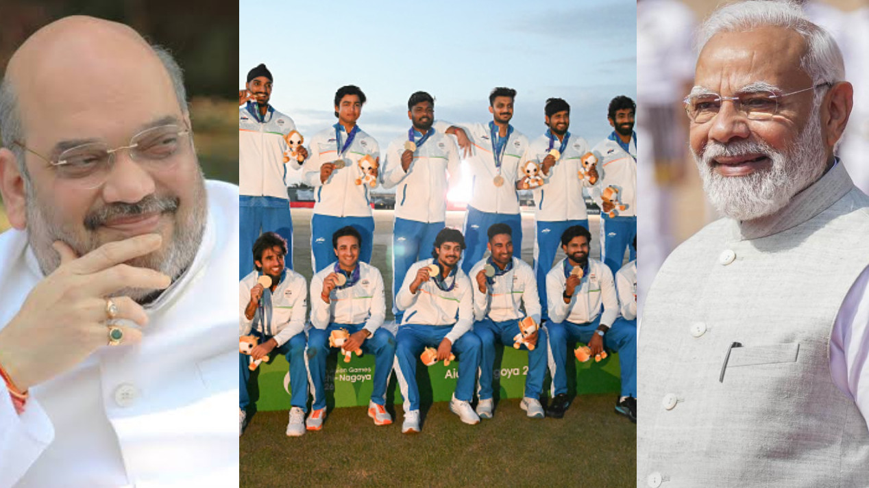 India PM Narendra Modi and home minister Amit Shah congratulate Indian team on winning Asian Games 2026 Gold medal