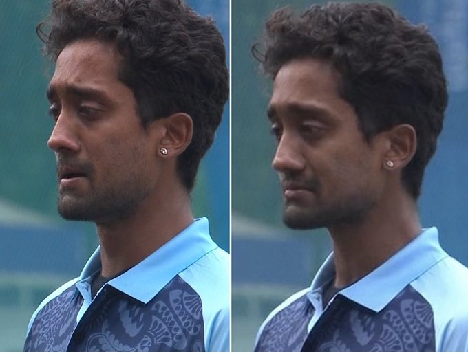 R Sai Kishore tearing up during Indian national anthem | X