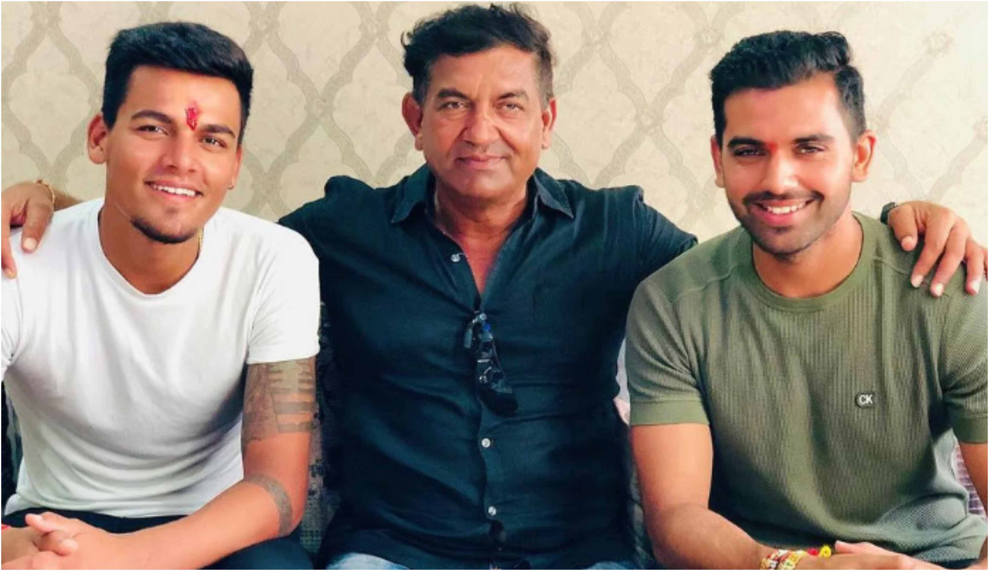 Deepak Chahar and Rahul Chahar with Lokendra Singh Chahar | Instagram