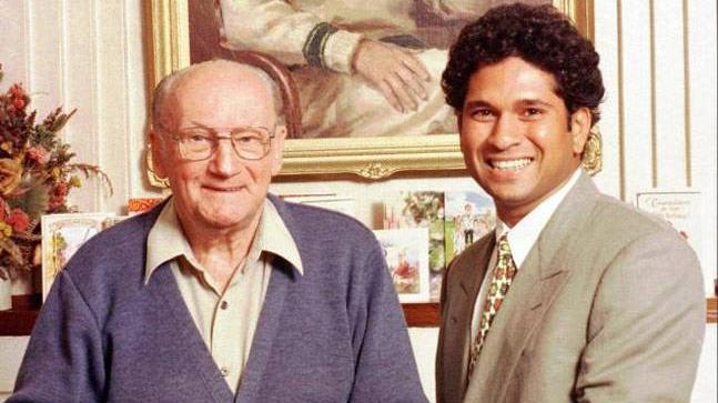 Sachin Tendulkar with legend Sir Don Bradman in 1998