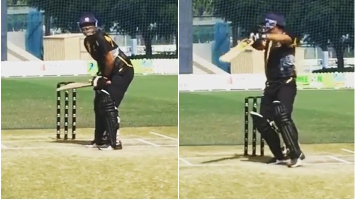 WATCH - Virender Sehwag reminds fans of good old times with his trademark shot