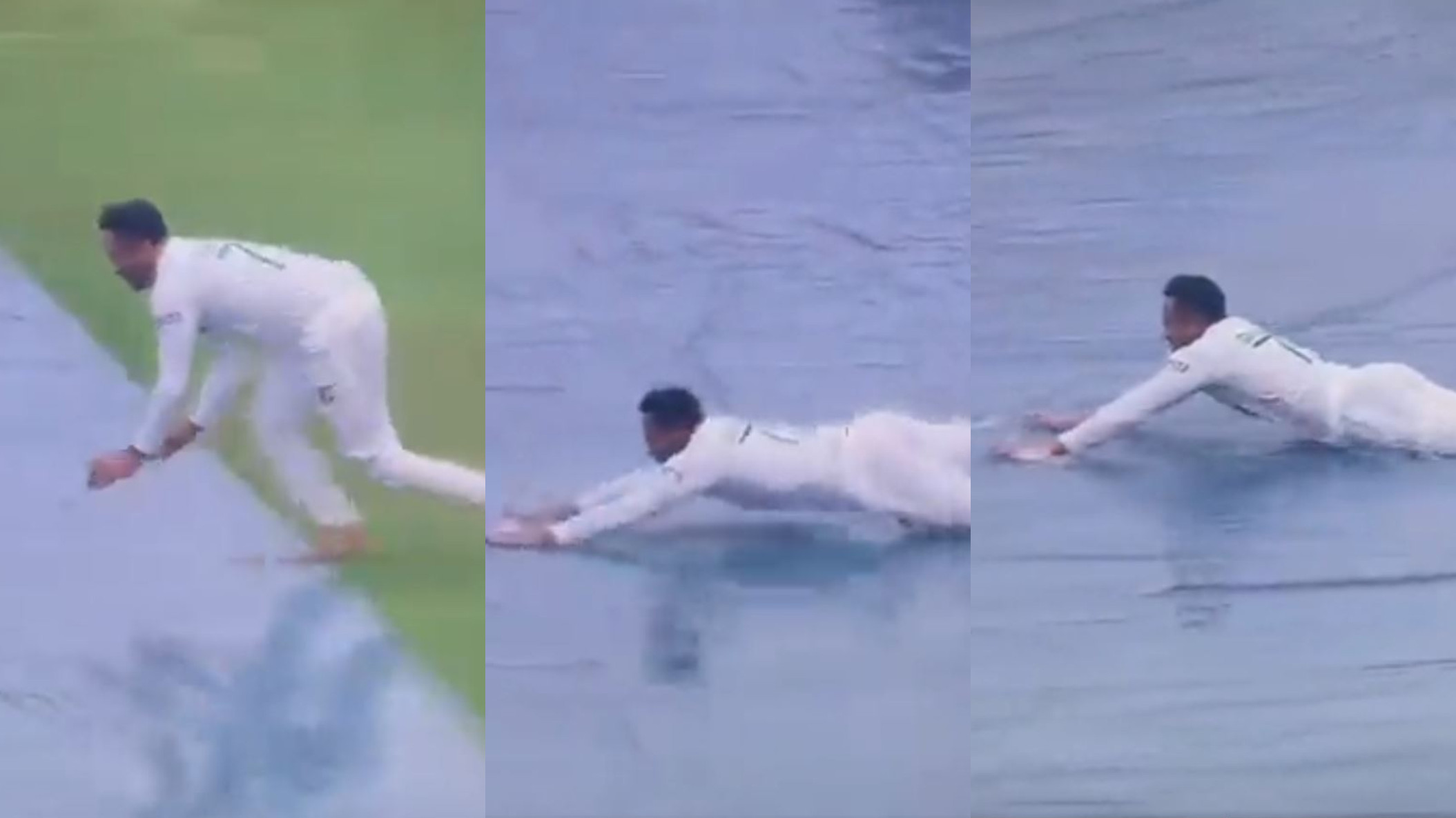 BAN v PAK 2021: WATCH- Shakib Al Hasan enjoys sliding on rain-soaked covers after play called off