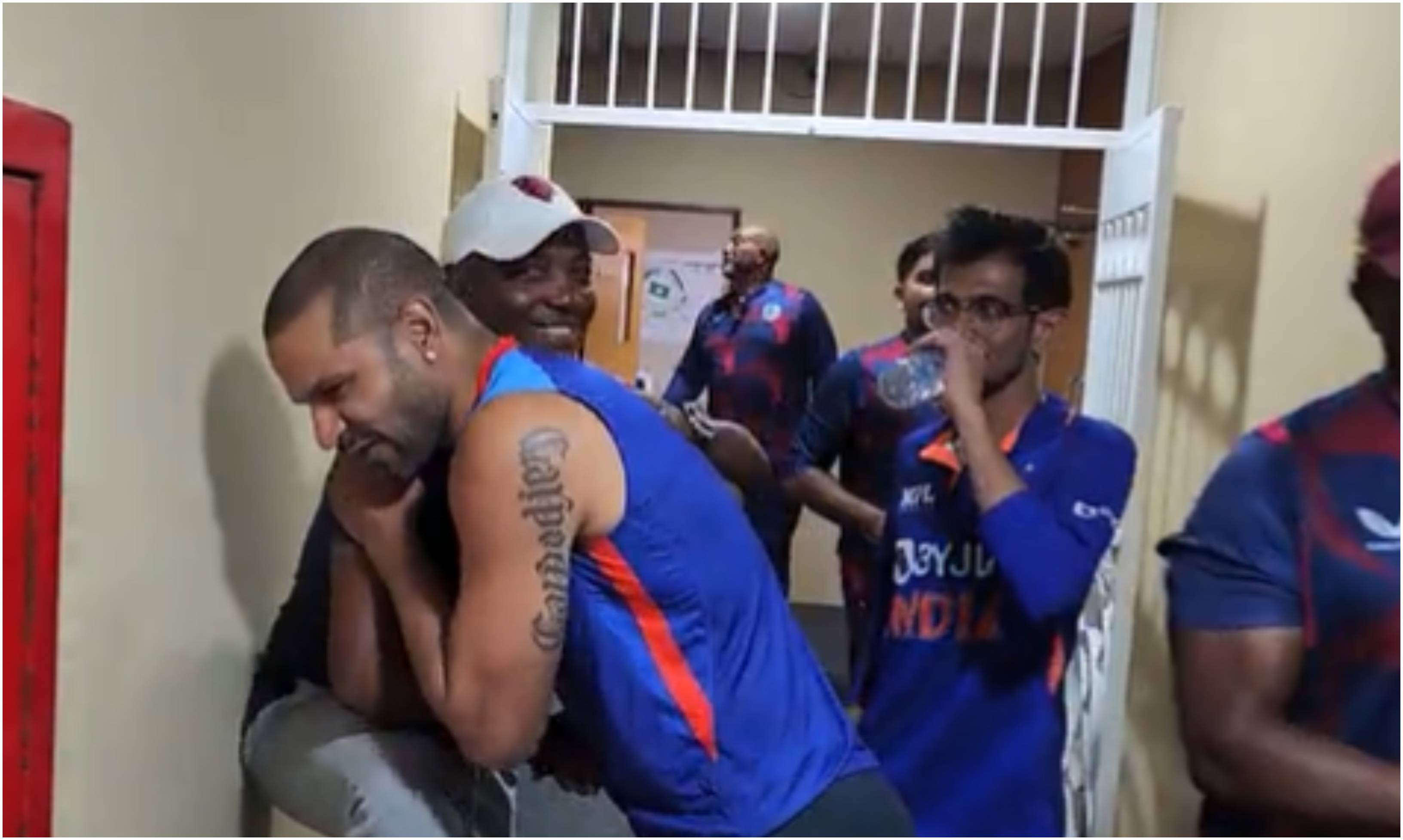 Brian Lara made a visit to the Indian dressing room | BCCI/Screengrab