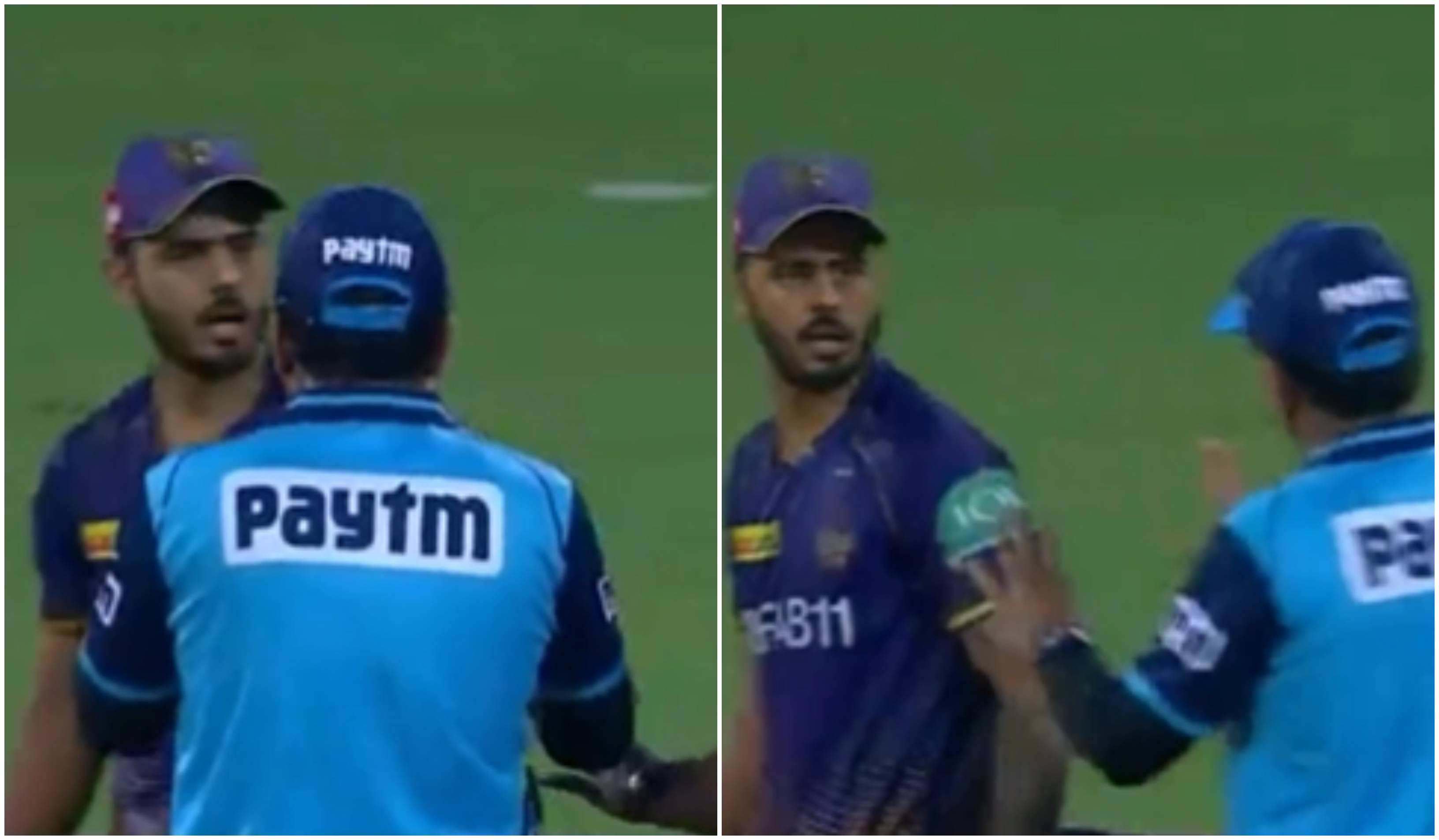 Nitish Rana argues with the umpires | Screengrab