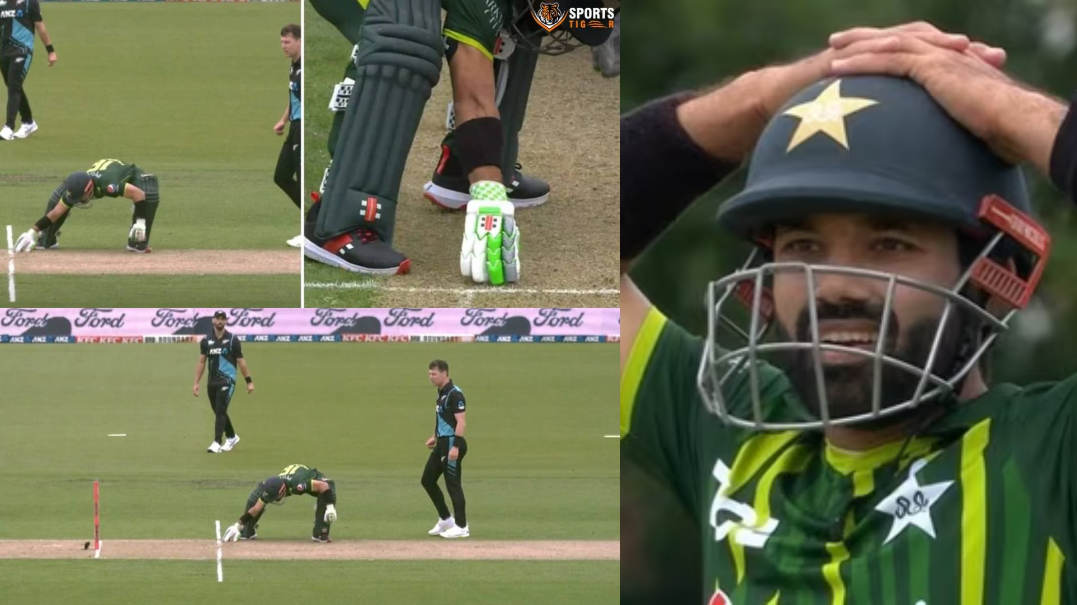 NZ v PAK 2024: WATCH- Mohammad Rizwan runs without a bat, touches down with gloves; gets called for short run