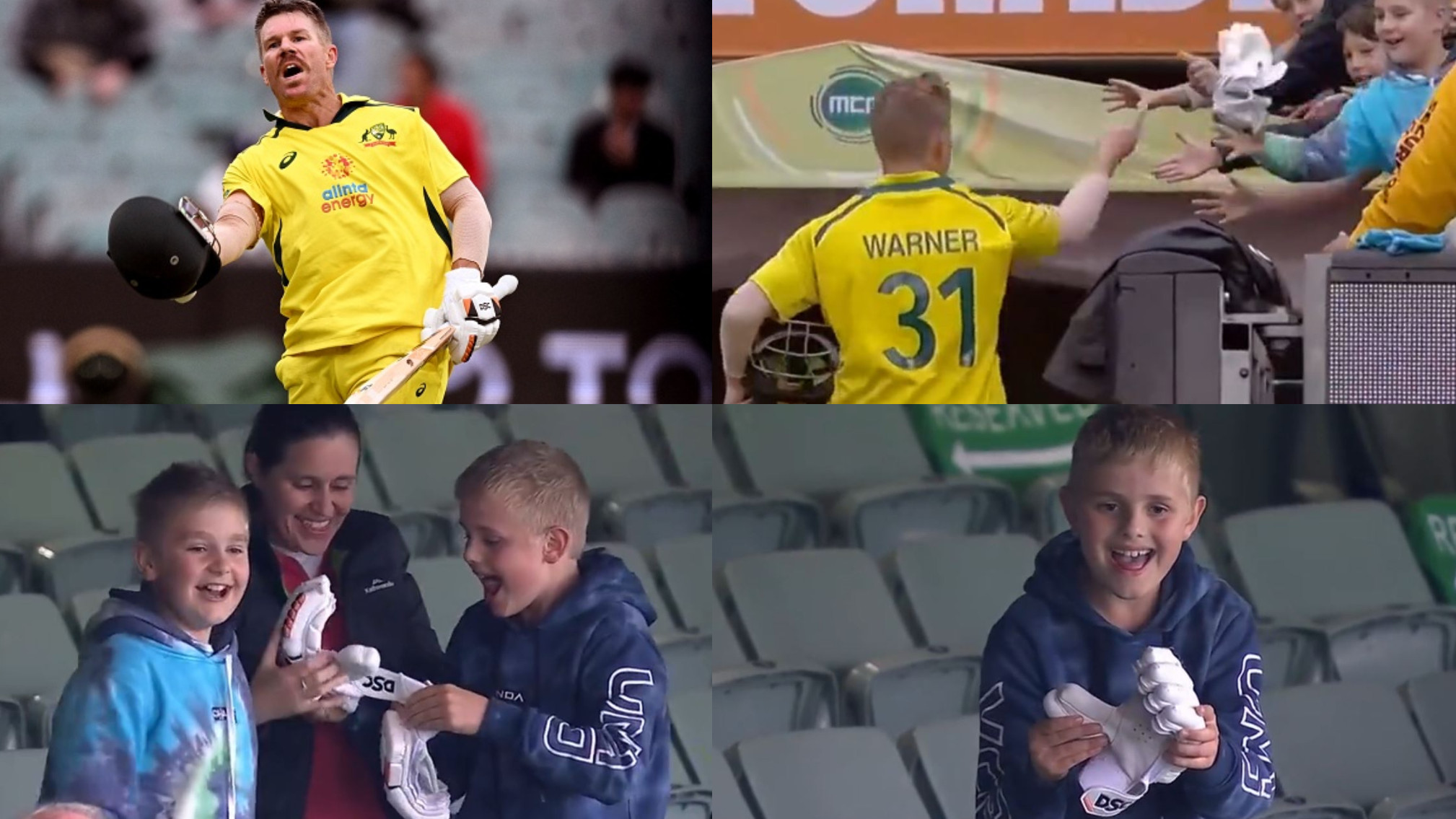 AUS v ENG 2022: WATCH- David Warner gives his gloves to young fans making their day