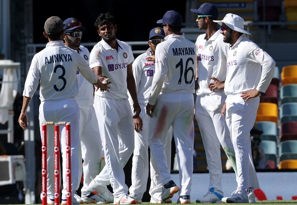 T Natarajan celebrates Labuschagne's wicket | Getty