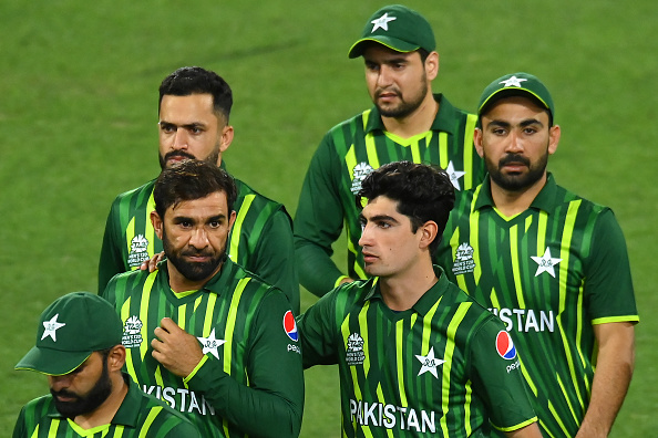 Pakistan team after loss against England in the warm-up fixture | Getty