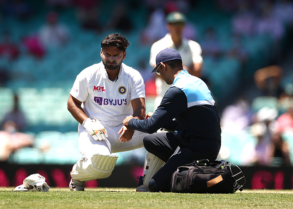 Rishabh Pant is in pain after being struck on the left elbow | Getty Images