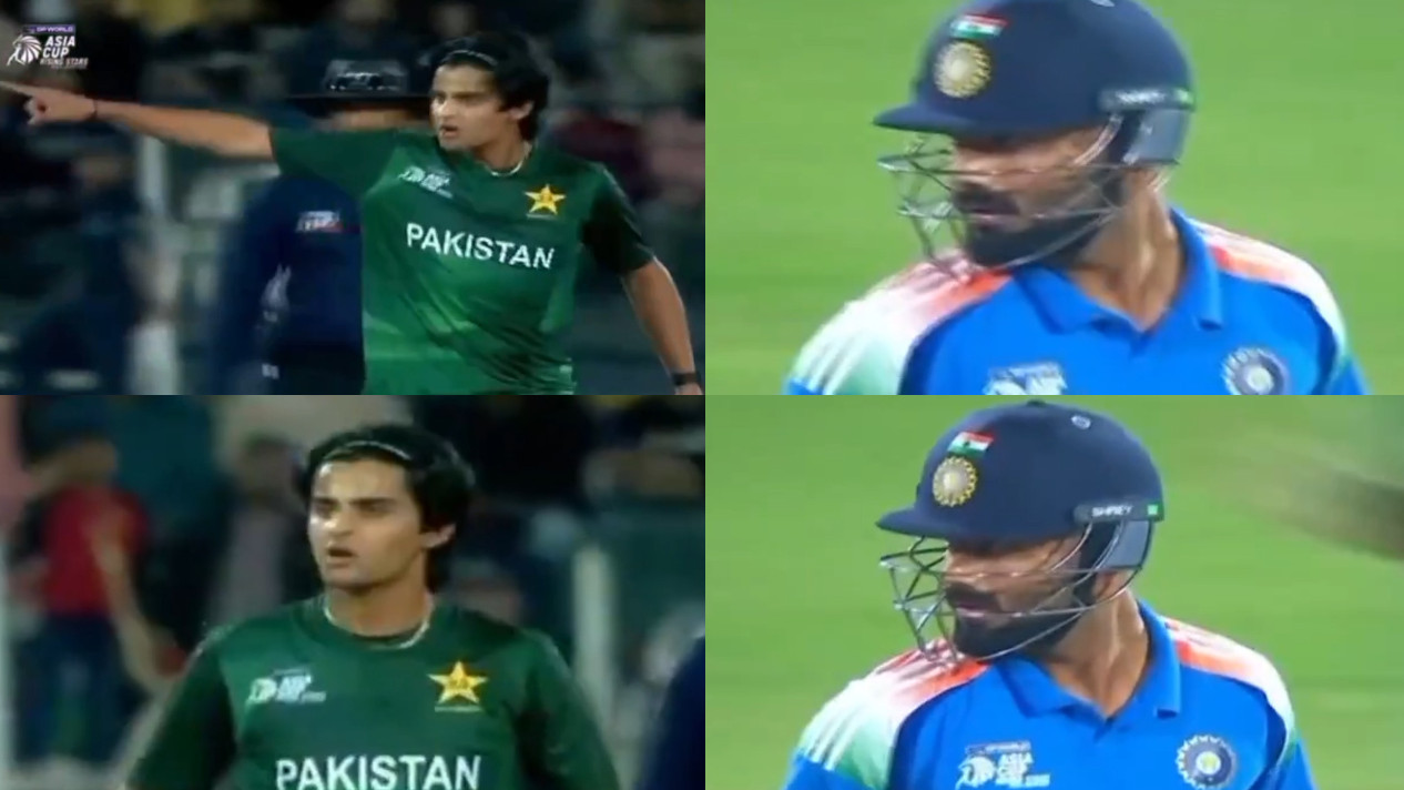 WATCH- India A’s Naman Dhir’s angry stare at Pakistan Shaheens' Saad Masood after getting fiery send-off in Asia Cup Rising Stars match