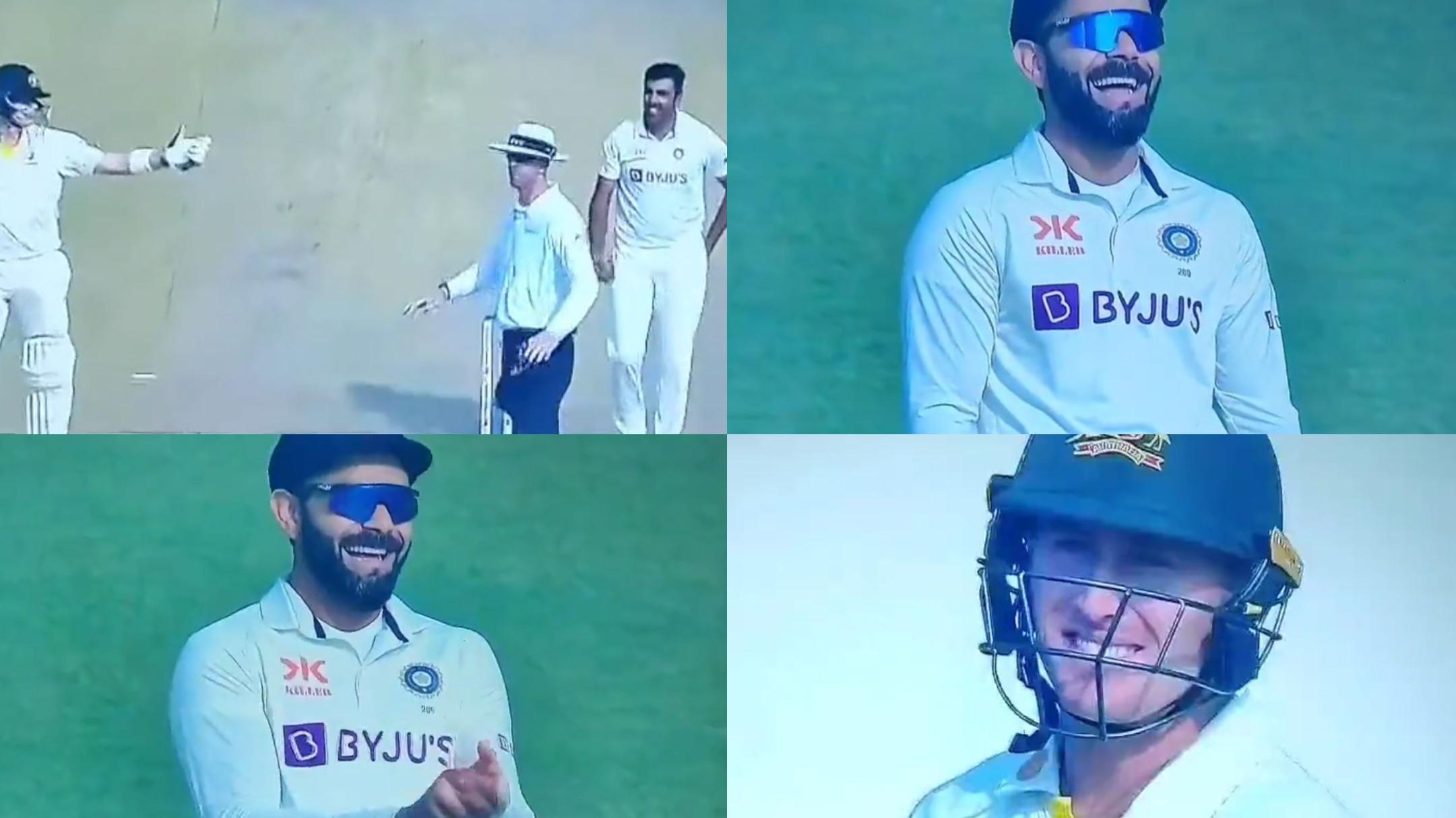 IND v AUS 2023: WATCH- Kohli laughs, claps in amusement as Ashwin gives Smith a run-out scare at non-striker’s end