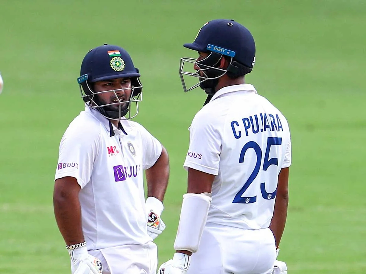 Rishabh Pant and Cheteshwar Pujara during Brisbane Test in 2021 | AP