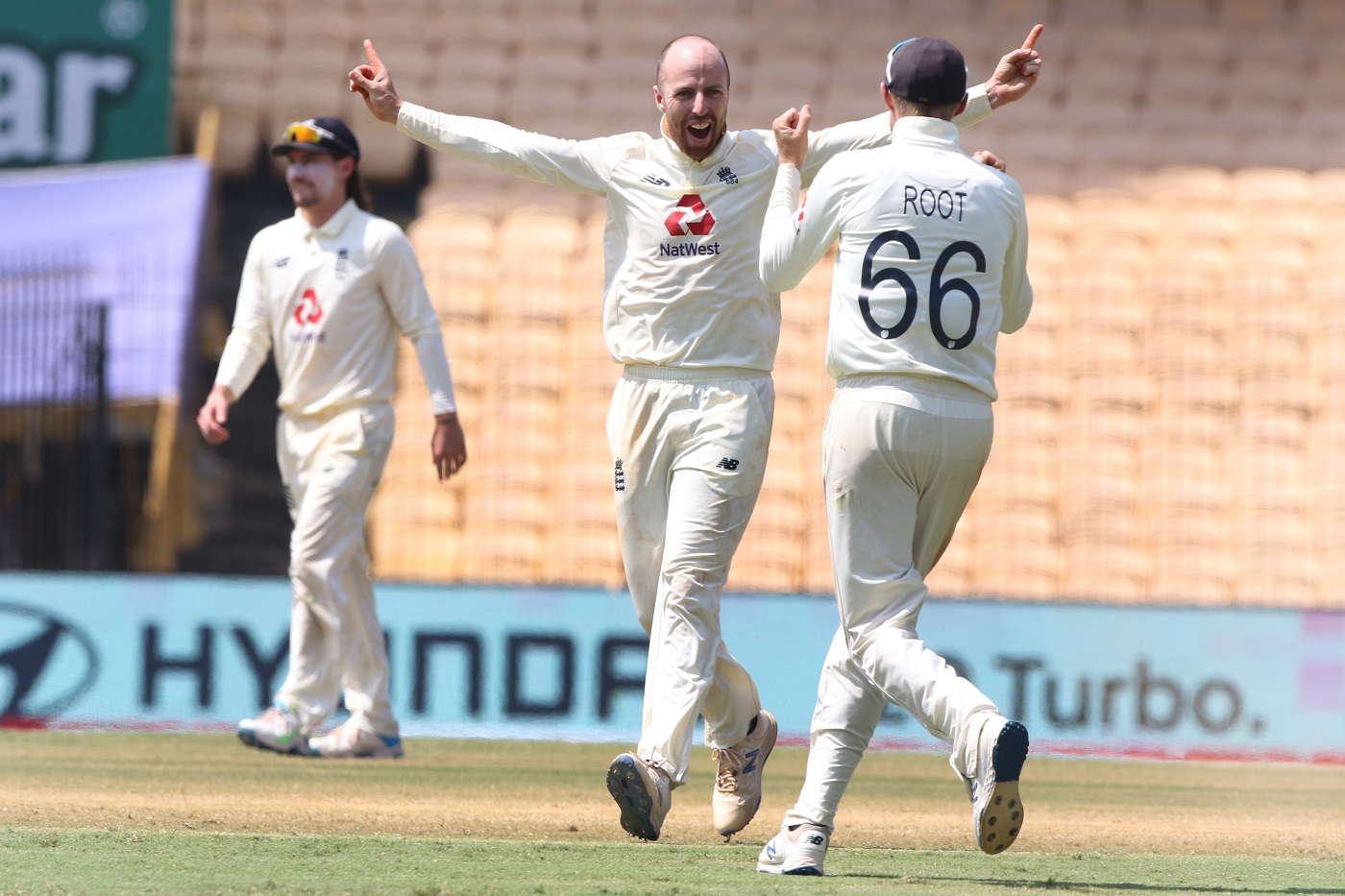Jack Leach celebrating an Indian wicket | BCCI
