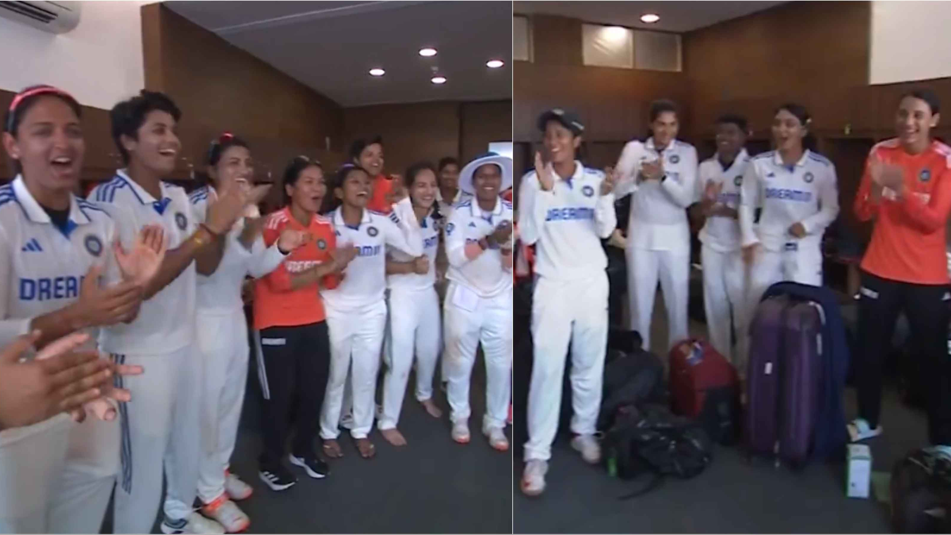 WATCH: Indian women’s team erupts in joy in dressing room while celebrating historic Test win over England 