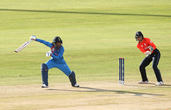 Smriti Mandhana during the World T20 warmup game against England | Getty Images