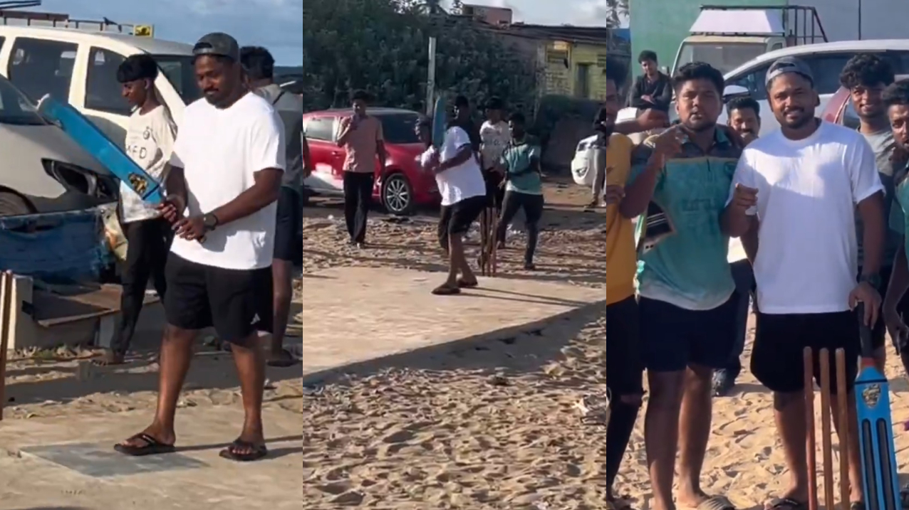 Sanju Samson plays beach cricket with locals in Chennai | Instagram