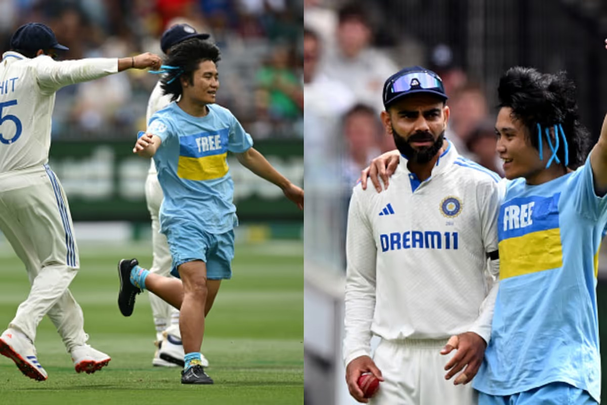 Virat Kohli and Rohit Sharma troubled by a pitch invader in MCG | X