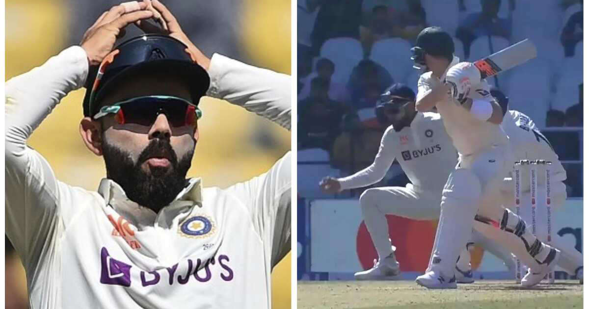 Kohli reacts after dropping Smith's catch in slips | Twitter