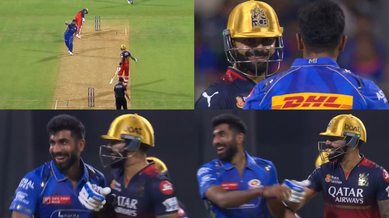 IPL 2025: WATCH- Jasprit Bumrah tries to run Virat Kohli out at non-striker's end; RCB star jokingly pushes MI pacer
