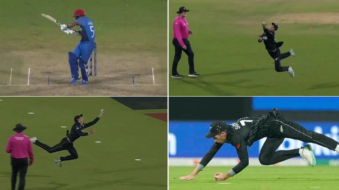 CWC 2023: WATCH- Mitchell Santner takes a stunning one-handed flying catch of Hashmatullah Shahidi